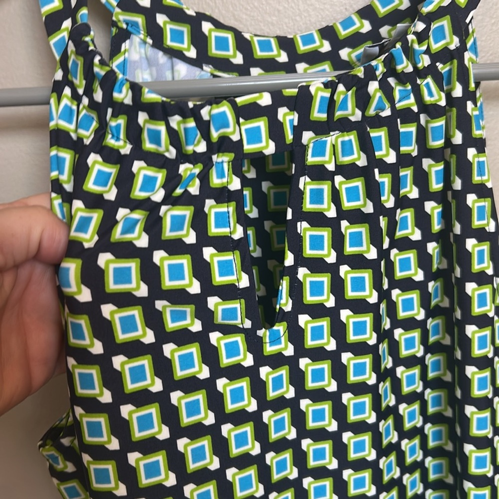 Jude Connally Blue and Green Patterned Midi Dress XS - Picture 2 of 6